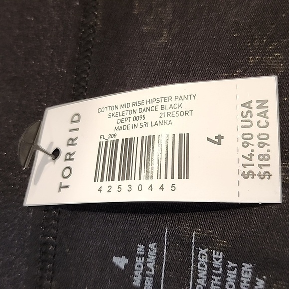 Torrid - Cotton Mid-Rise Hipster Panty in Skeleton Dance Black & Glow Yellow - Picture 6 of 9